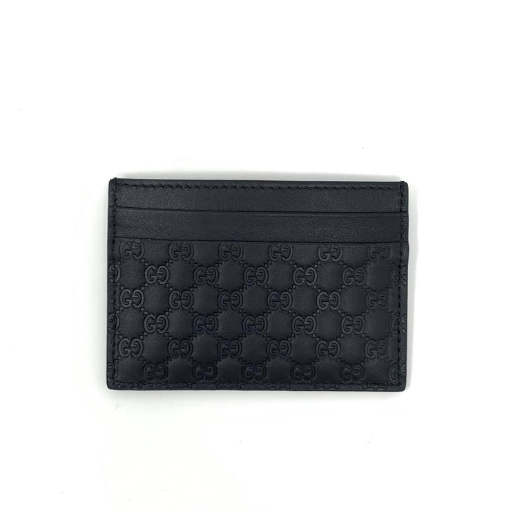 Gucci Black Leather Guccissima Card Holder Designer Consignment From Runway With Love