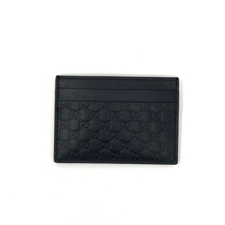 Gucci Black Leather Guccissima Card Holder Designer Consignment From Runway With Love