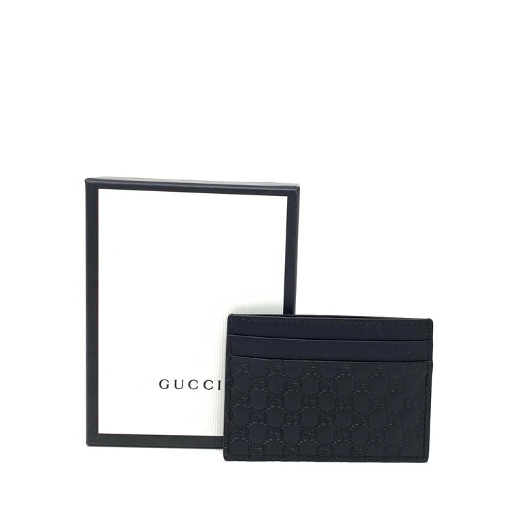 Gucci Black Leather Guccissima Card Holder Designer Consignment From Runway With Love