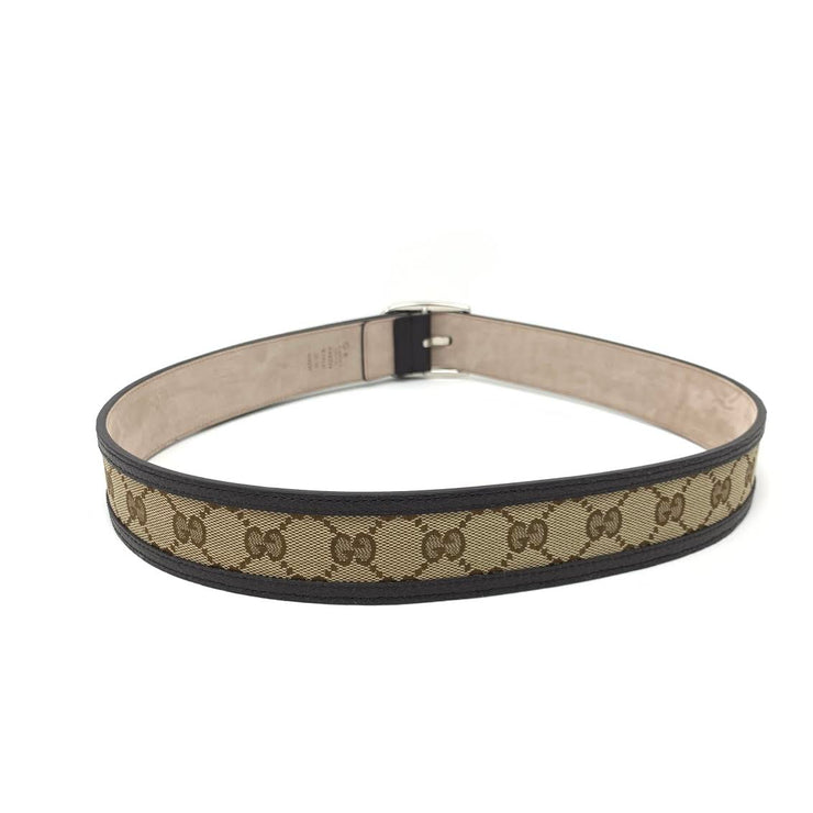 Gucci Leather Trimmed Canvas Belt Designer Consignment From Runway With Love