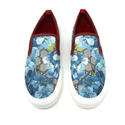Gucci GG Blooms Slip On Sneakers Floral Blue Designer Consignment From Runway With Love