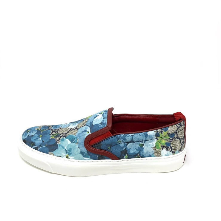 Gucci GG Blooms Slip On Sneakers Floral Blue Designer Consignment From Runway With Love