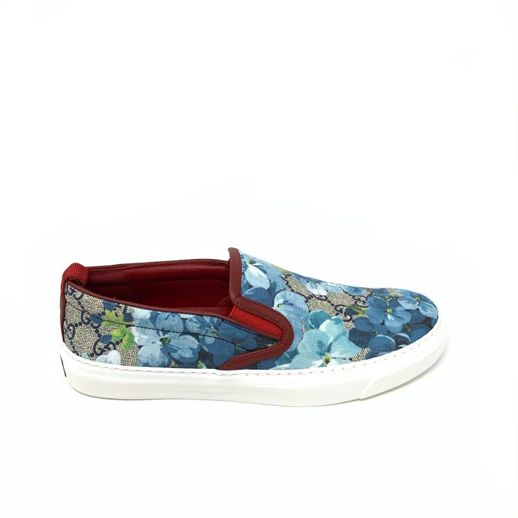 Gucci GG Blooms Slip On Sneakers Floral Blue Designer Consignment From Runway With Love