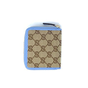 Gucci GG Canvas Compact Wallet Brown Blue Designer Consignment From Runway With Love 