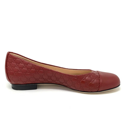 Gucci Guccissima Leather Flats Red Designer Consignment