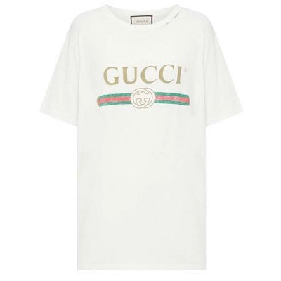 Gucci Logo Distressed T-Shirt Designer Consignment From Runway With Love