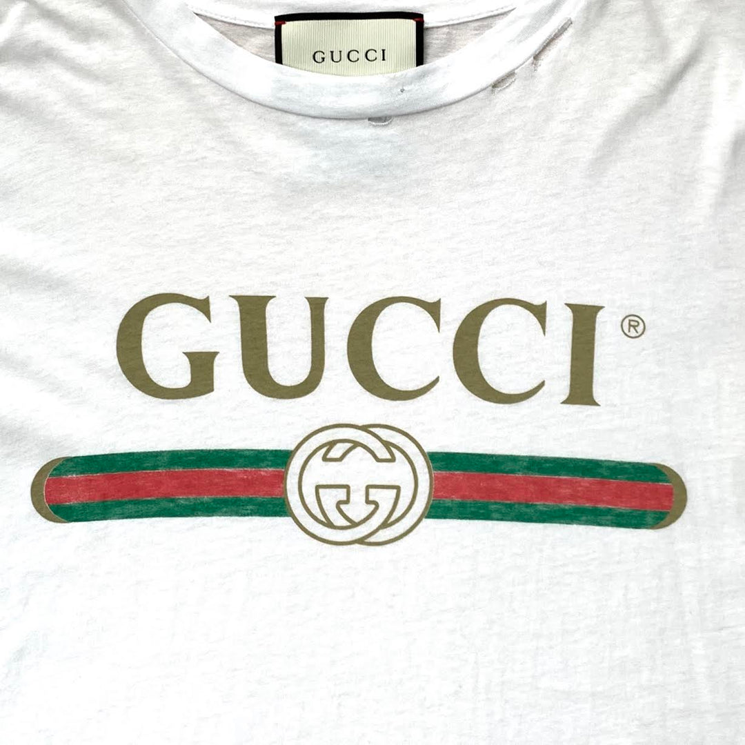 Gucci Distressed Logo T Shirt Size XS