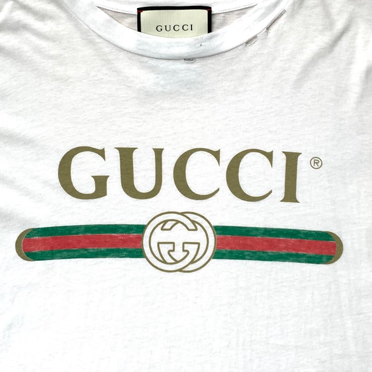Gucci Logo Distressed T-Shirt Designer Consignment From Runway With Love