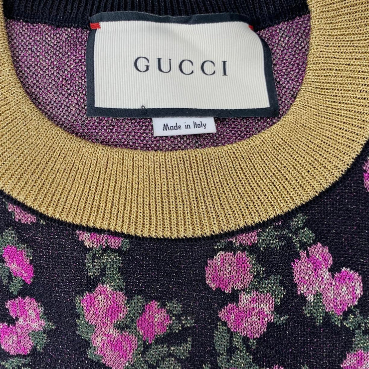 Gucci Metallic Floral Sweater Designer Consignment From Runway With Love