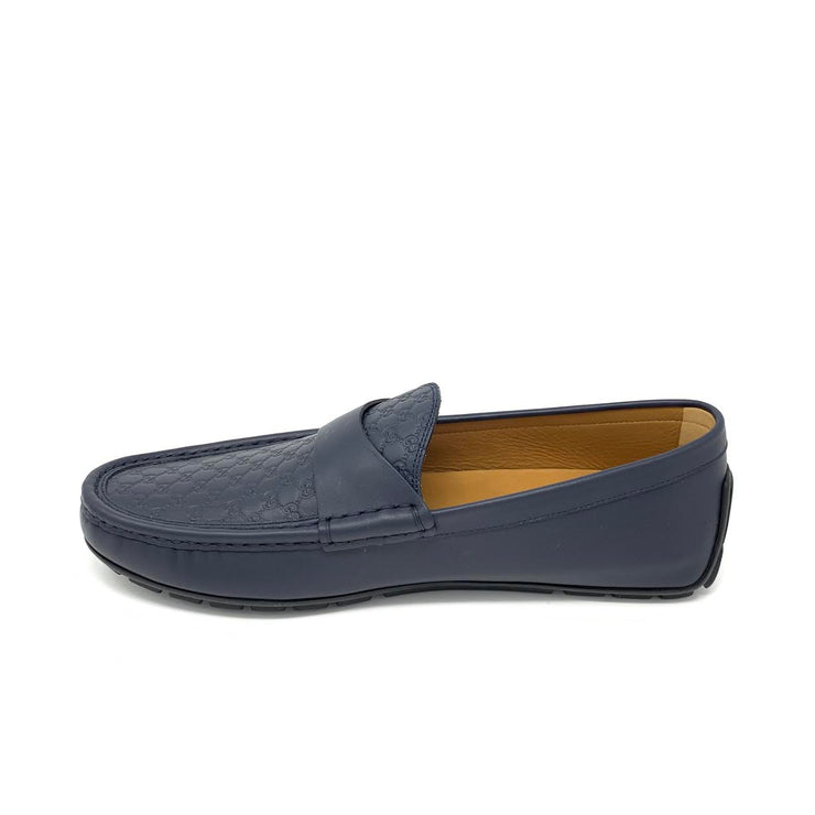 Gucci Navy Guccissima Driving Loafers Designer Consignment From Runway With Love