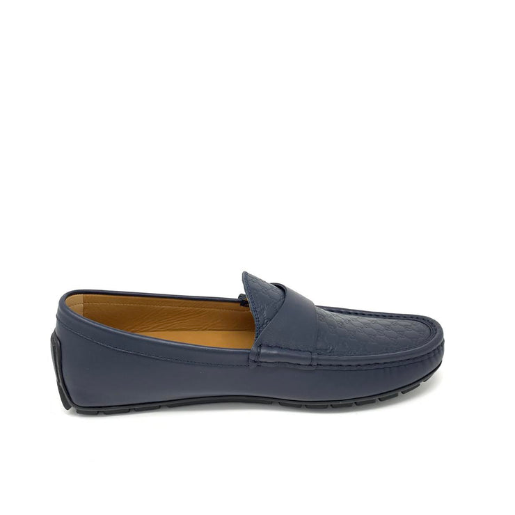 Gucci Navy Guccissima Driving Loafers Designer Consignment From Runway With Love