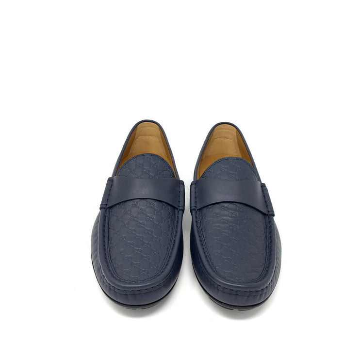 Gucci Navy Guccissima Driving Loafers Designer Consignment From Runway With Love