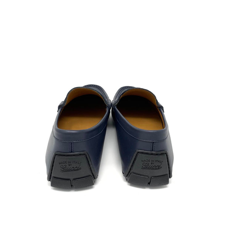 Gucci Navy Guccissima Driving Loafers Designer Consignment From Runway With Love