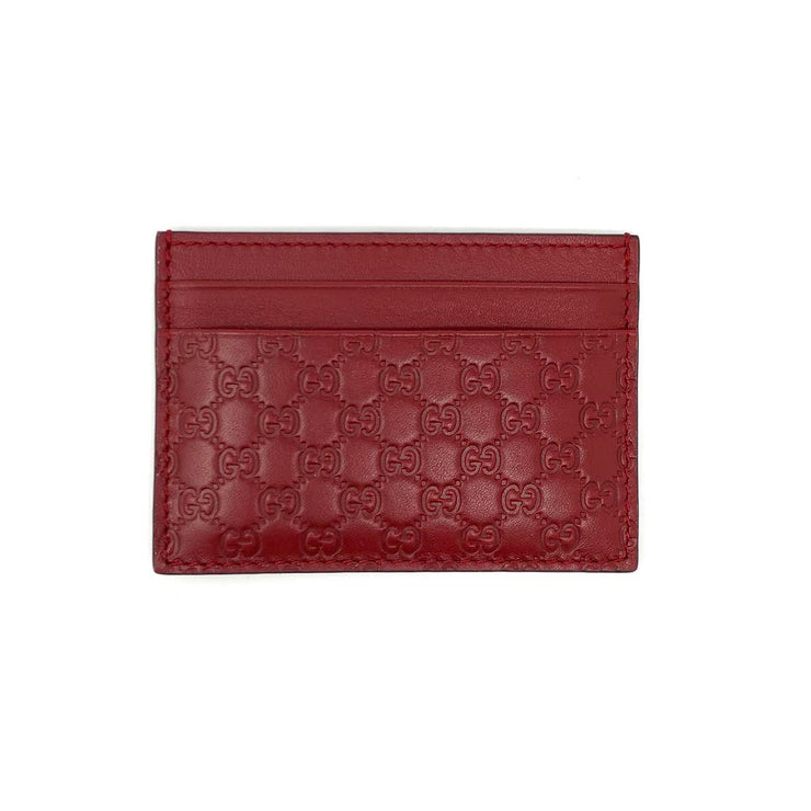 Gucci Red Leather Guccissima Card Holder Designer Consignment From Runway With Love