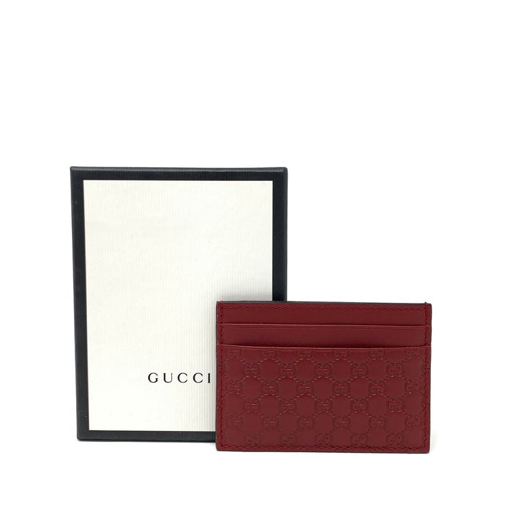 Gucci Red Leather Guccissima Card Holder Designer Consignment From Runway With Love
