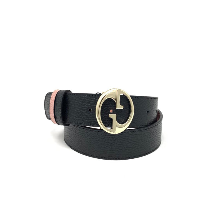 Gucci Reversible Belt Pink Black Designer Consignment From Runway With Love