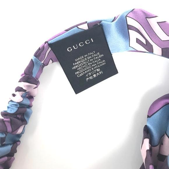 Gucci GG Wallpaper Silk Duchesse Headband in blue 