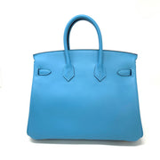 Hermes Bleu Du Nord Swift Birkin 25 Kelly Gold Designer Consignment From Runway With Love
