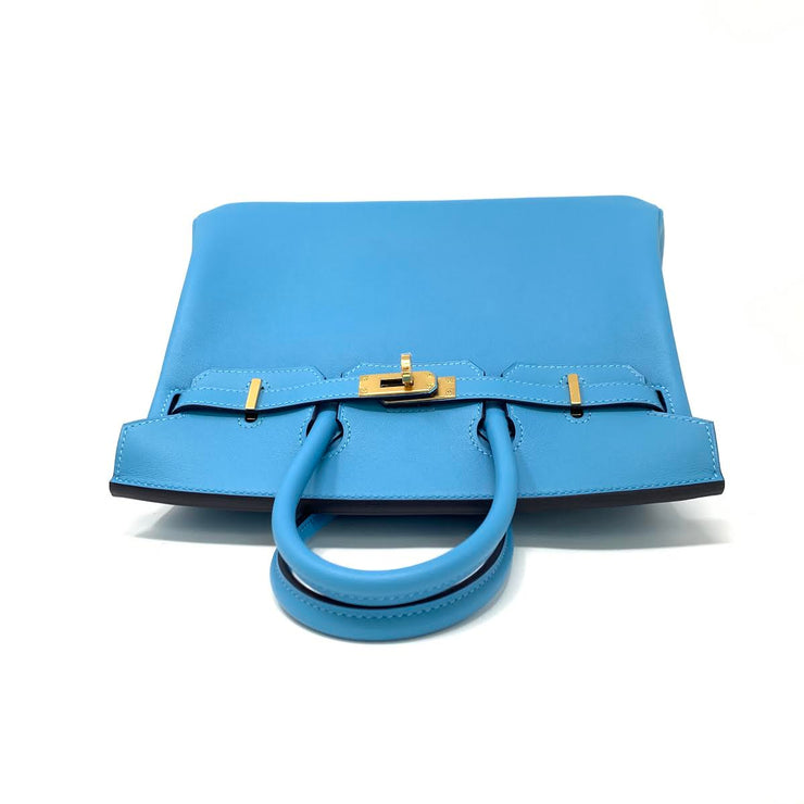 Hermes Bleu Du Nord Swift Birkin 25 Kelly Gold Designer Consignment From Runway With Love