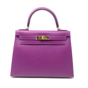 Hermes Epsom Kelly 28 Sellier Anemone gold Leather Consignment Shop From Runway With Love