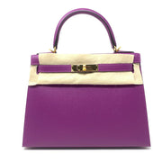 Hermes Epsom Kelly 28 Sellier Anemone gold Leather Consignment Shop From Runway With Love