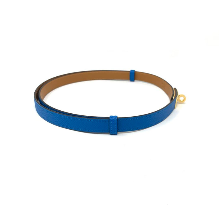 Hermes kelly belt Bleu Zanzibar designer consignment from runway with love