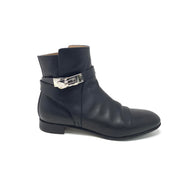 Hermès Neo Leather Ankle Boots Black Kelly Lock Silver Consignment Shop From Runway With Love