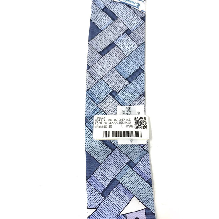 Hermes Mors A Jouets Chemise Silk Twilly Light Blue Jean Purple Consignment Shop From Runway With Love