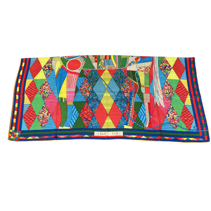 Hermes Patchwork Horse Cashmere and Silk Shawl designer consignment 