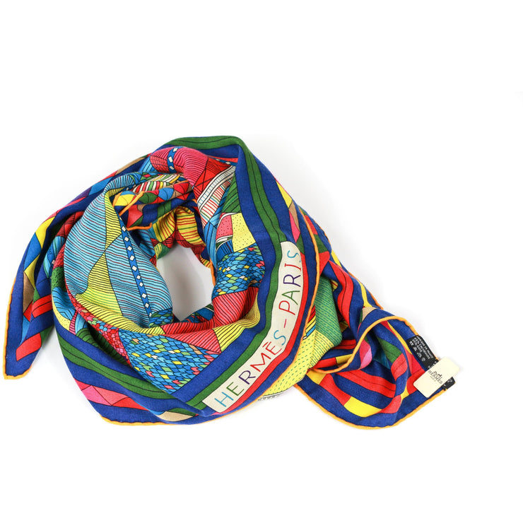 Hermes Patchwork Horse Cashmere and Silk Shawl designer consignment 