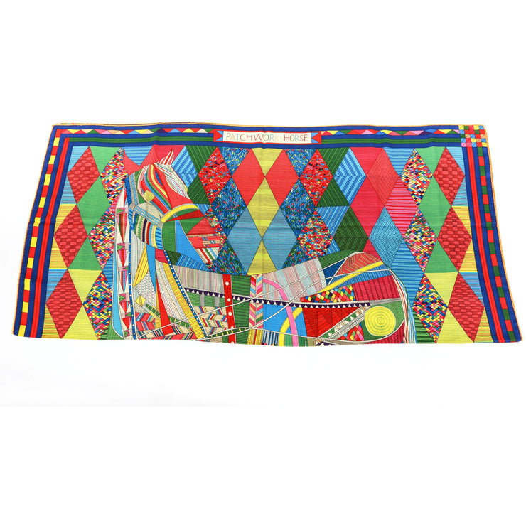 Hermes Patchwork Horse Cashmere and Silk Shawl designer consignment 