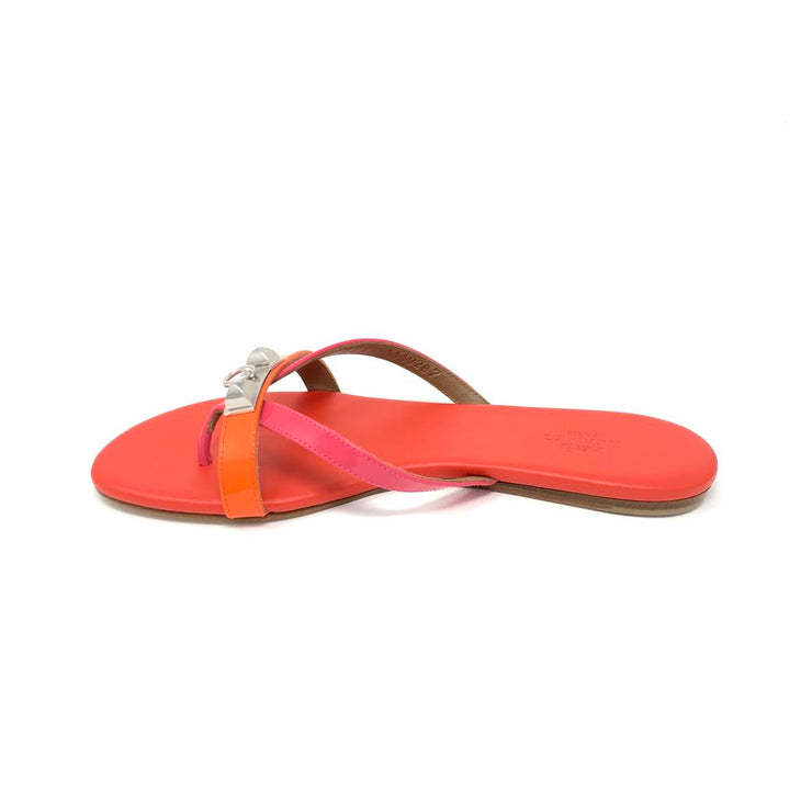 Hermes Corfou Sandals Orange Tangerine Designer Consignment From Runway With Love 