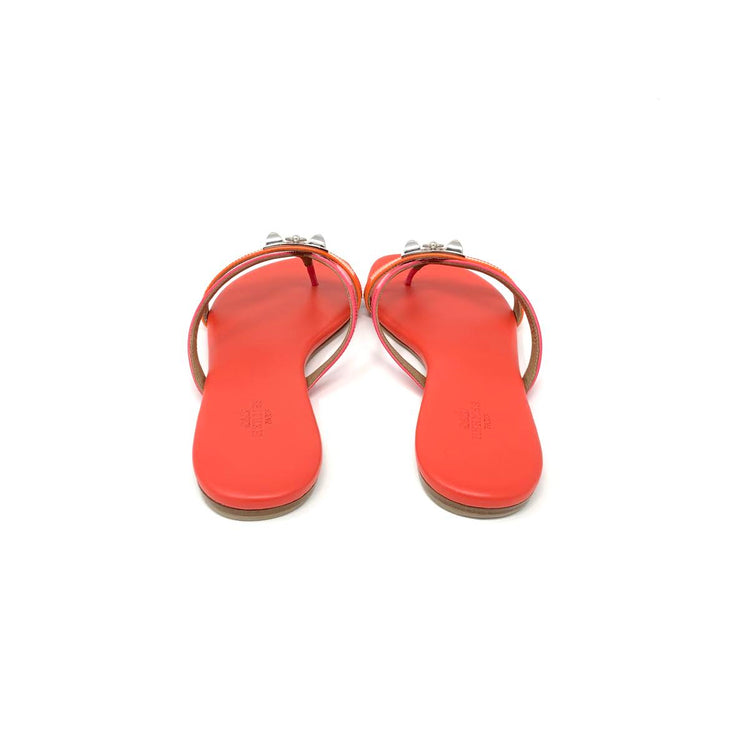 Hermes Corfou Sandals Orange Tangerine Designer Consignment From Runway With Love 