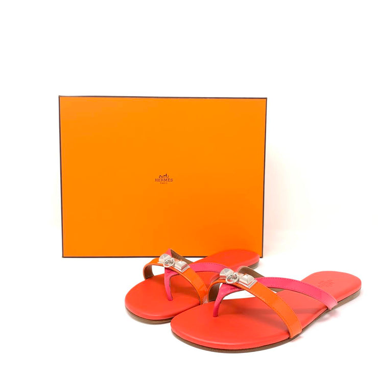 Hermes Corfou Sandals Orange Tangerine Designer Consignment From Runway With Love 