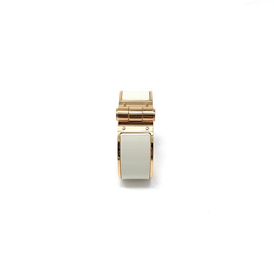 18K rose gold Hermès hinged enamel bracelet Pannacotta color