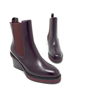 Hermès Ness ankle leather boots Bourgogne Burgundy