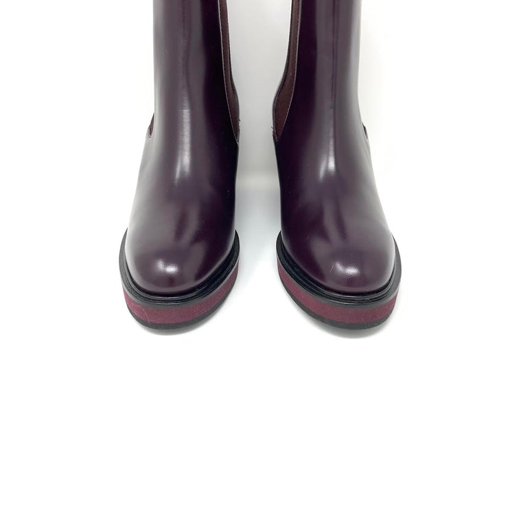 Hermès Ness ankle leather boots Bourgogne Burgundy designer consignment 