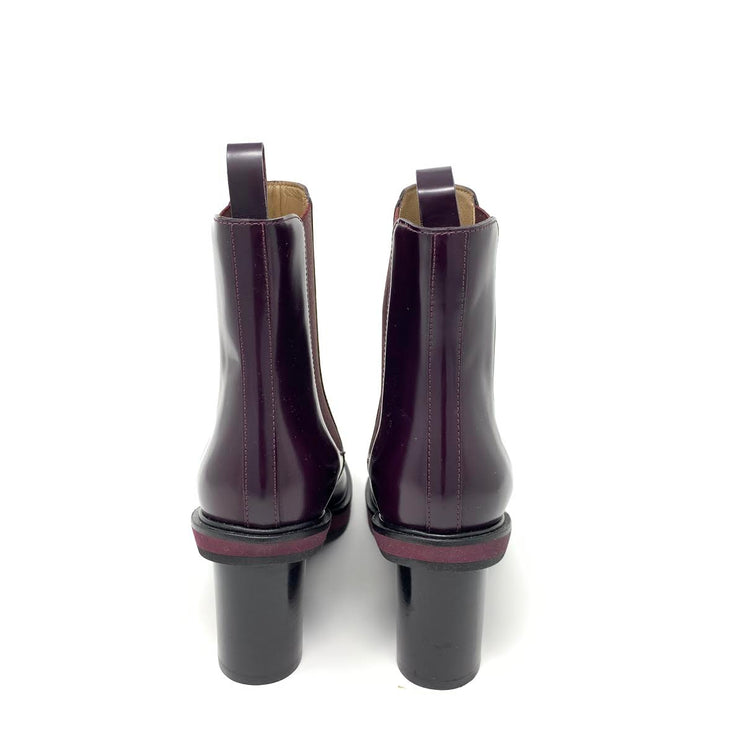 Hermès Ness ankle leather boots Bourgogne Burgundy designer consignment 
