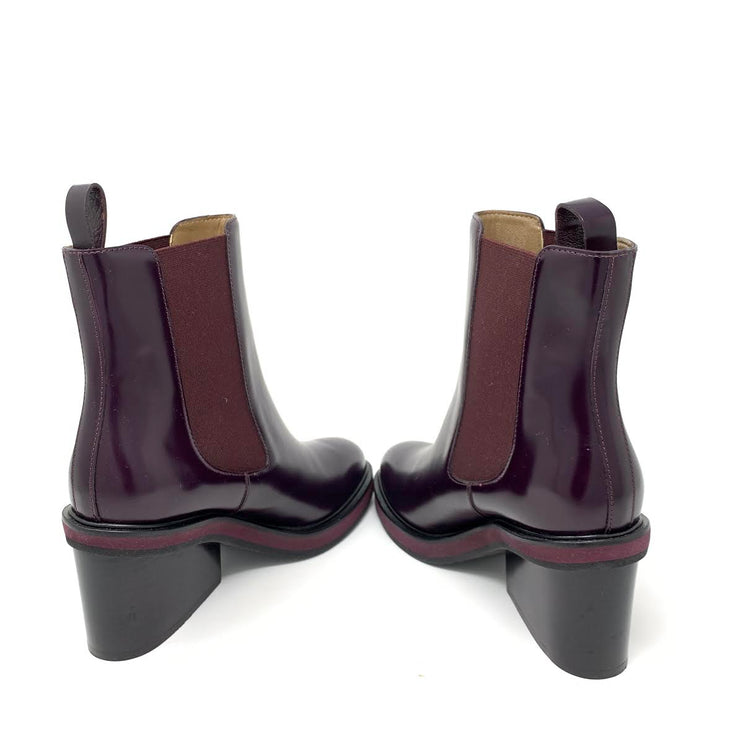 Hermès Ness ankle leather boots Bourgogne Burgundy designer consignment 