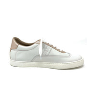 Hermes Quicker Leather Sneakers White Rose Gold Designer Consignment From Runway with Love