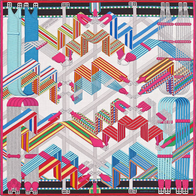 Hermes Sangles en Zigzag Cashmere Silk Scarf Designer Consignment From Runway With Love 