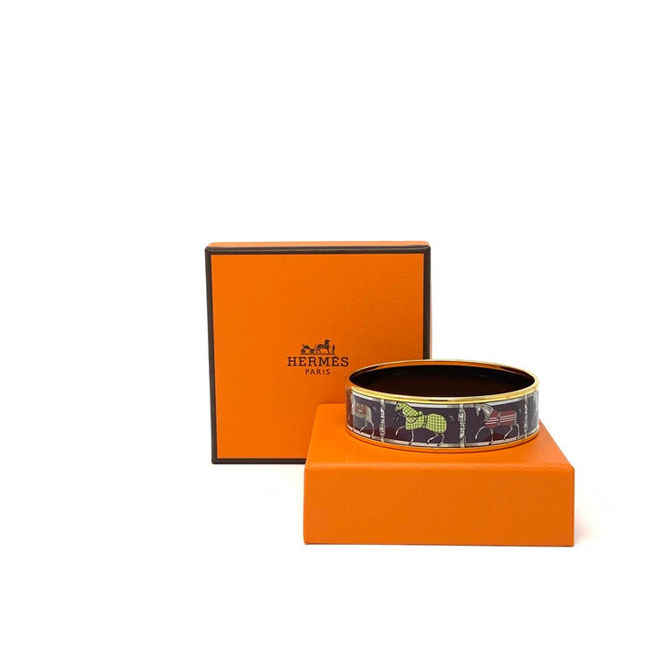 Hermès horse Tenues et Couvertures Enamel Bangle designer consignment 