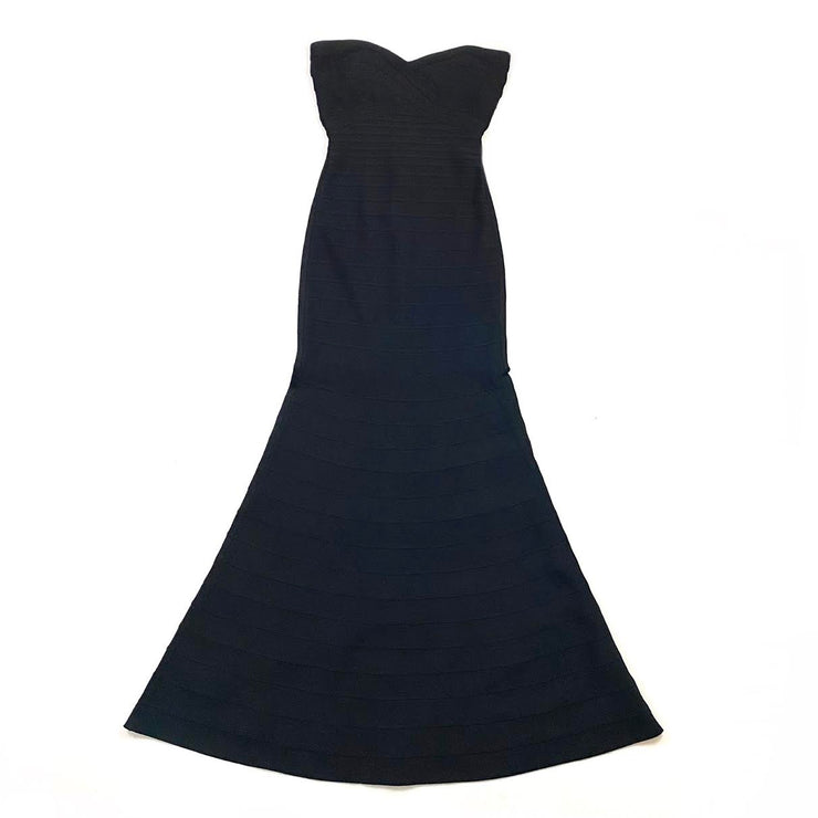Herve Leger Strapless 'Sara' Long Dress Black Consignment Shop From Runway With Love