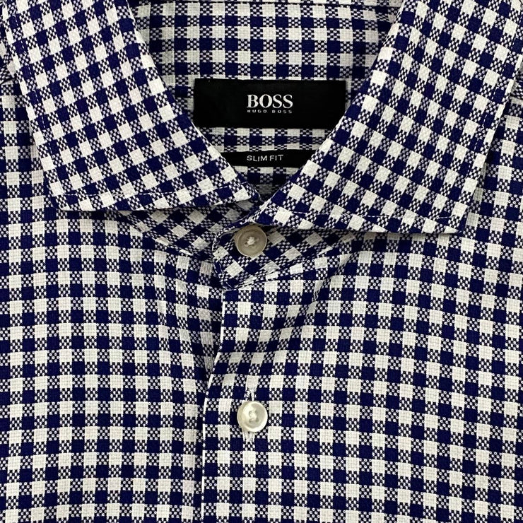 Hugo Boss Slim Fit Plaid Button Down Shirt - Size 15 Hugo Boss Slim Fit Plaid Button Down Shirt - Size 15