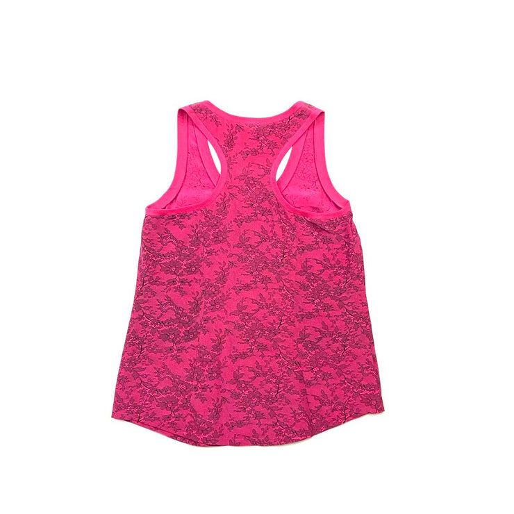 Pink black Joie silk sleeveless top lace consignment shop from runway with love