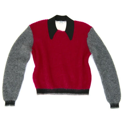 Kenzo color-block mohair sweater pink gray white black