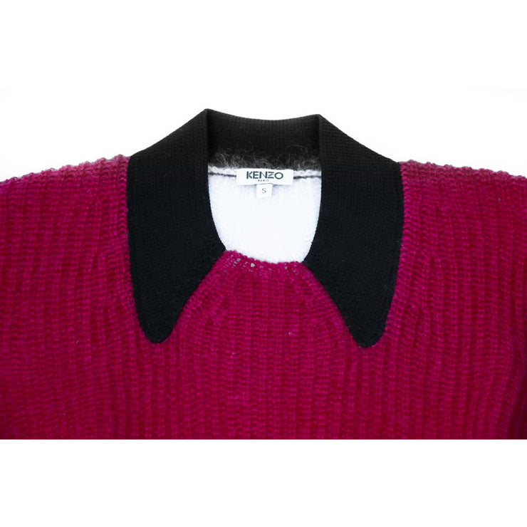 Kenzo color-block mohair sweater pink gray white black