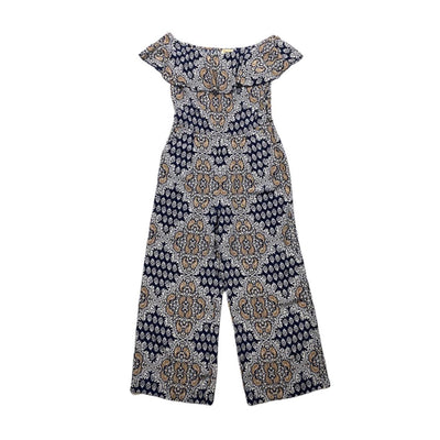 L'Agence Silk Off-The-Shoulder Jumpsuit Blue Pattern Consignment Shop From Runway With Love