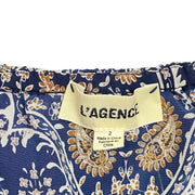 L'Agence Silk Off-The-Shoulder Jumpsuit Blue Pattern Consignment Shop From Runway With Love