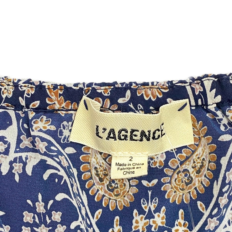 L'Agence Silk Off-The-Shoulder Jumpsuit Blue Pattern Consignment Shop From Runway With Love